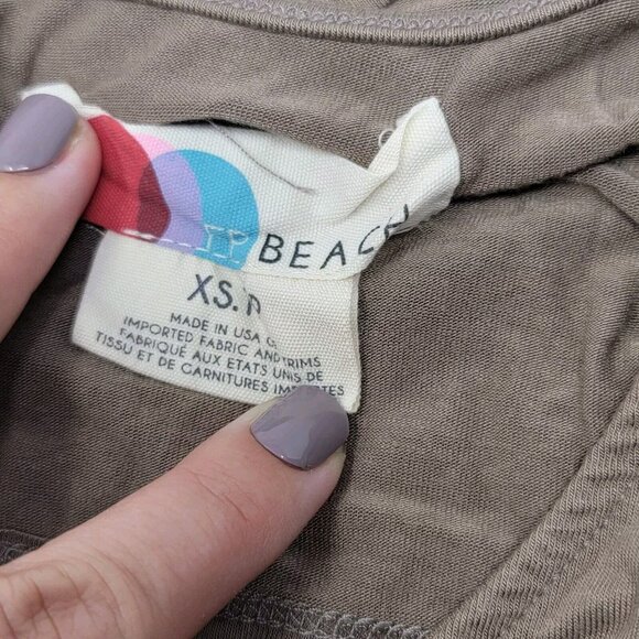 Free People Beach XS Brown Long Sleeve Crop Top Women's Boat Neck - Picture 4 of 5